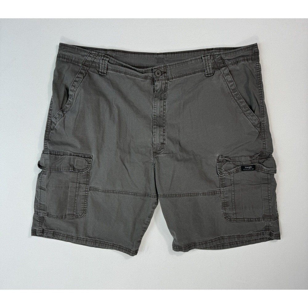Wrangler Cargo Shorts Mens 42 Grey Ripstop Canvas Work Hiking Chore 60ACWOD 10in